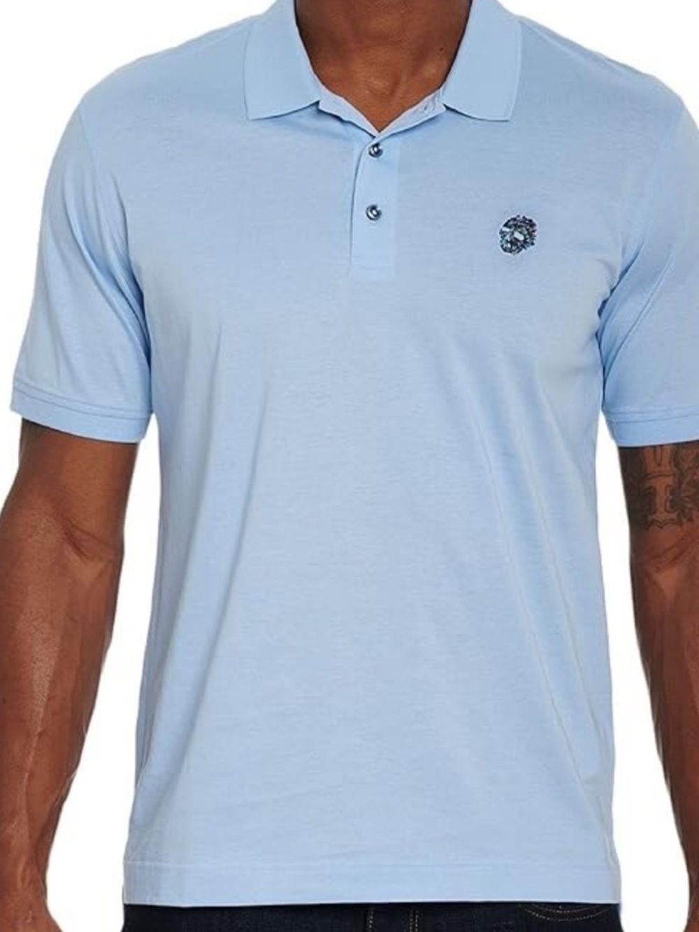 Robert Graham Stone Trail Polo Shirt Men 3XL Light Blue Embroidered Skull